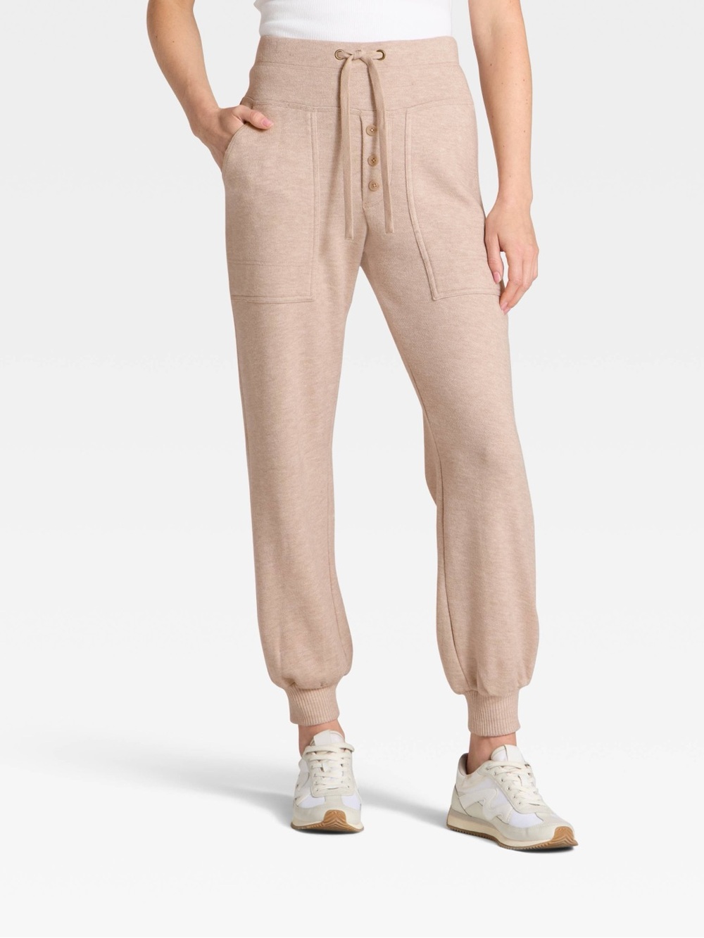 Women's High-Rise Knit Joggers - Universal Thread™ Heather Oatmeal S